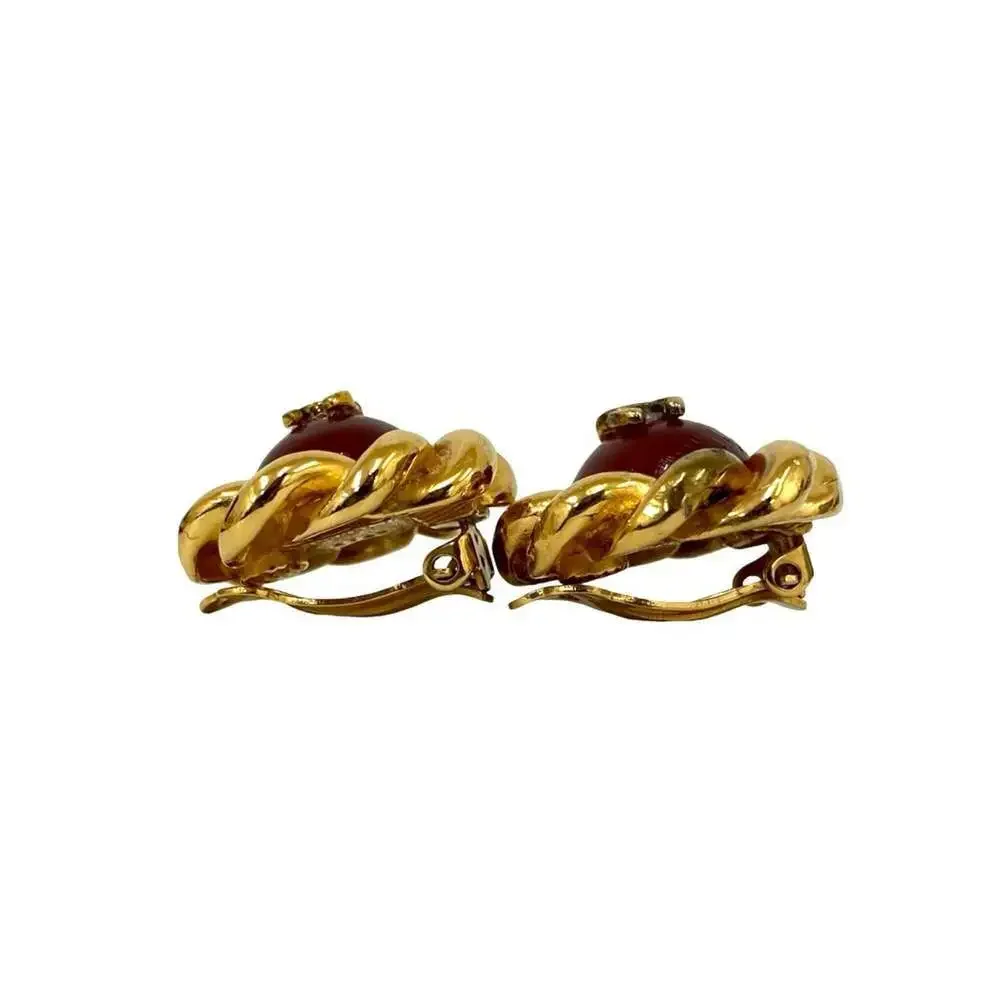 CHANEL Authentic Red Logo Earrings